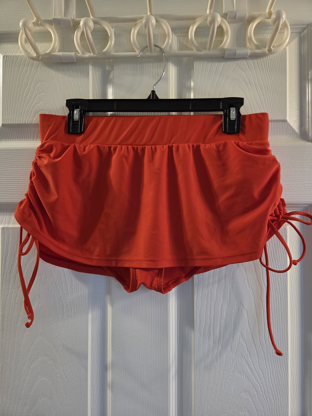 Red Swim Skirt with Drawstring Sides